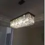 Moooni Rectangular Clear Crystal Chandelier Lighting Modern Dining Room Pendant Lighting Painted Black Finish L31.5'' x W9.8'' x H9.8''