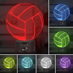 Volleyball 3D Lamp Optical Illusion Night Light, Elstey 7 Color Changing Touch Switch Acrylic Flat & ABS Base & USB Cable Decoration Lamps for Christmas Gift…