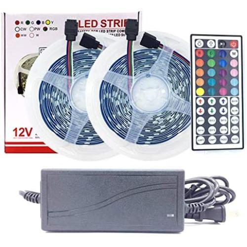 LED Strip Lights 32.8ft 10m - Color Changing Flexible Non-Waterproof 5050 RGB 300 LEDs Light Strip with 44 keys IR Remote and 12V Power Supply LED Tape Light for Home, Bedroom, Kitchen, Bar, Christmas