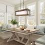 KSANA Farmhouse Chandelier, Dining Room Lighting Fixtures Hanging in Rustic Rectangle Wood and Metal Finish, Linear Pendant Lamps with PC Shade for Kitchen Island, Entryway