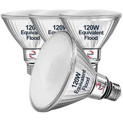 Explux 120W Equivalent Classic Full Glass LED PAR38 Flood Light Bulbs, 1300 Lumens, 3000K 4-Pack, Dimmable, Outdoor Weatherproof, Bright White