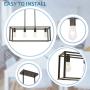 BONLICHT Rectangle Dining Room Lighting Fixture Hanging Oil Rubbed Bronze 4 Light Rustic Farmhouse Linear Chandelier Industrial Vintage Kitchen Island Metal Cage Pendant Light with Adjustable Rods