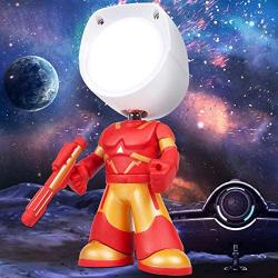 Small desk Lamp for Kids, Iron Man Cute Night Light, Dimmable Table Lamp with Touch Control, Rechargeable Nursery Cartoon Night lamp, Special Gift for Boys Girls Living Room bedrooms Bedside Desk, red