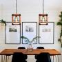 Farmhouse Chandelier Small Rustic Pendant Lighting Fixture for Dinning Room, Kitchen Island, Living Room, Entryway, with Wood&Metal Cage Square 7.9, 1 Light DOHOMER