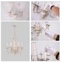 OSAIRUOS French Country Candle-Style Chandelier, Handmade White Distressed Wood Lighting Ceiling Light Fixture Pendant Lamp Chandeliers for Dining Living Room Bathroom W20.8