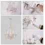 OSAIRUOS French Country Candle-Style Chandelier, Handmade White Distressed Wood Lighting Ceiling Light Fixture Pendant Lamp Chandeliers for Dining Living Room Bathroom W20.8