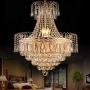 LITFAD Gold Crown Shaped Chandelier Luxurious Style Clear Crystal Pendant Light Modern LED Hanging Lights for Living Room Villa Dining Living Hotel Restaurant - 19.5& (50 cm) Wide