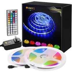Led Lights for Bedroom 1DOT2 LED Strip Lights 52.5ft Ultra-Long RGB 5050 480LED Rope Light with 44 Key RF Remote Controller Color Changing Tape Light for Home Room Decor Ceiling Kitchen Bar TV Party