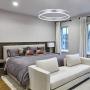ROYAL PEARL Modern Foyer Pendant Light Dimmable 6460lm 76W LED Chandelier Adjustable Hanging Pendant Lighting for Living Dining Room Bedroom, 6000K, Silver