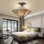 LITFAD Craftsman Style LED Pendant Lighting 14.17'' Wide Tiffany Stained Glass Inverted Hanging Light 3-Lights Ceiling Hanging Light for Living Room Restaurant Bedroom Hotel 110V-120V