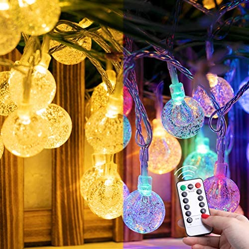 Color Changing Christmas Globe String Lights USB Plug 8 Modes 33 Feet 100 Led Crystal Ball String Lights Waterproof Fairy Lights for Bedroom Indoor Outdoor Party Warm White and Multicolored