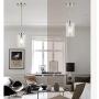 VINLUZ One Light Chandeliers Modern Clear Glass Pendant Lighting Brushed Nickel Dining Room Lighting Fixtures Hanging Contemporary Lamp Semi Flush Mount Ceiling Lights