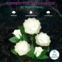Solar Garden Lights Outdoor - Upgraded Realistic LED Solar Powered Rose Lights Flower Stake, Waterproof Solar Decorative Lights for Patio Pathway Courtyard Garden Lawn (White)