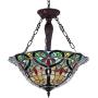 Capulina Tiffany Dining Table Lights, 3-Light Hanging Tiffany Style Lamp, 18.1 Inch Wide Stained Glass Dining Room Lights, Pendant Lights, Victorian Tiffany Hanging Light