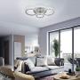 Garwarm Modern Ceiling Light 58W Dimmable Flush Mount LED Ceiling Lamp 4 Rings Acrylic Ceiling Chandelier for Living Room Dining Room Bedroom,Chrome