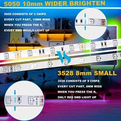 Led Strip Lights 25ft, OROROW RGB LED Lights Strip 5050 LED Tape Lights Flexible Color Changing LED Lights with 44 Keys IR Remote Rope Lights for Bedroom, Kitchen, DIY Home Decoration