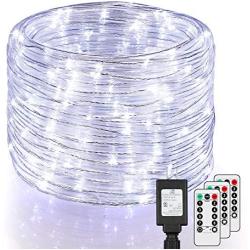 66Ft LED Rope Lights Outdoor 2 Pack Totally 132Ft, Daylight White 335 LEDs Waterproof Fairy String Light 8 Modes Flexible Dimmable Plug-in Twinkle Rope Lights for Bedroom Patio Wedding Christmas Party