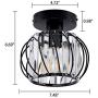 YLONG-ZS Semi Flush Mount Ceiling Light Fixture for Farmhouse Kitchen, Hallway, Porch, Black Rustic Industrial Style, Ceiling Light Covers