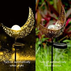 EOYIZW Garden Solar Lights Outdoor Decorative, Moon Decor, Crackle Glass Ball Outdoor Decorations Metal Garden Stake Lights for Pathway, Lawn, Patio, Yard