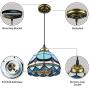 BAYCHEER Tiffany Style Stained Glass Classic Blue Mini Pendant Light Chandelier Decorative Hanging Lamp Pendant Lighting Adjustable Ceiling Fixture 1 Light for Living Room Dinning Room Kitchen
