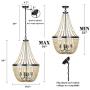 Lampundit Farmhouse Wood Beaded Chandelier 4 Lights, Handmade Wood Light Fixture for Dining & Living Room, Foyer, Bedroom, Kitchen Island and Entryway, Bronze Finish & Natural Color