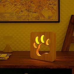 ABZON LED Bedside Lamp Wooden Night Light for Bedroom Creative Table Lamp , Gifts for Pets Lover, USB-Powered.