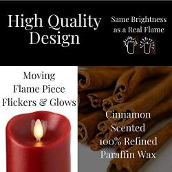 Raz Imports Moving Flame Red Pillar Candles with Remote, Set of 3 - Flameless Lighting Accent and Decorative Light Source - Flickering Scented Candles for Entryway, Garden, Patio and Living Room