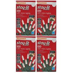 Energy Star Sylvania Stay-Lit Platinum 100 Led Mini Lights (Pure White) (4 Pack)