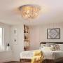 Q&S Wood Beaded Chandelier,Boho Farmhouse Light Fixture,Oak White,3 Lights,Semi Flush Mount Ceiling Light Fixtures for Hallway Babys Nursery Bedroom Kitchen Living Room