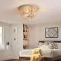 Q&S Wood Beaded Chandelier,Boho Farmhouse Light Fixture,Oak White,3 Lights,Semi Flush Mount Ceiling Light Fixtures for Hallway Babys Nursery Bedroom Kitchen Living Room