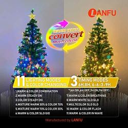 LANFU 11 Functions Dual Color Outdoor Christmas Lights 20M 200 LED Outdoor String Lights for Patio Garden Tree Gazebo Living Room Bedroom Wedding Party Decoration (Warm White Multicolor Voice Control)