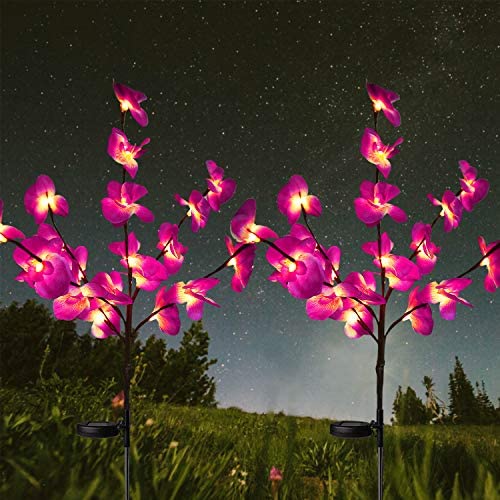 HeyMate Solar Garden Lights Outdoor 2 Pack Solar Purple Orchid Flower Lights Waterproof Solar Christmas Decorative Lights for Patio,Yard,Backyard,Pathway HeyMate Solar Garden Lights Outdoor 2 Pack Solar Purple Orchid Flower Lights Waterproof Solar Christmas Decorative Lights for Patio,Yard,Backyard,Pathway