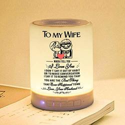 Personalized Night Light for Wife, Engraved Touch Table Lamp for Bedrooms Living Room with Bluetooth Speaker，Changing RGB Outdoor Table Lamp, Perfect Valentines Christmas Gifts from Husband