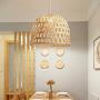 SkyTalent Woven Bamboo Pendant Light, Natural Simple Hand Weaved Pendant Light, Creative Farmhouse Hanging lamp Rattan Chandelier Pendant Ligh for Dining Room Bedroom