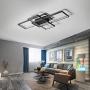 LED Ceiling Light AXSHINE Geometric Ceiling Light fixtures Modern Hanging Light 3Light Chandelier Ceiling Black Metal Light Rectangle Art Design Ceiling Lamp for Bedroom Livingroom with Natural Light
