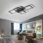 LED Ceiling Light AXSHINE Geometric Ceiling Light fixtures Modern Hanging Light 3Light Chandelier Ceiling Black Metal Light Rectangle Art Design Ceiling Lamp for Bedroom Livingroom with Natural Light