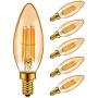 LED Light Bulbs, Emotionlite Dimmable Candelabra Bulbs, E12 Base, Amber Yellowish, Chandelier Light, Ceiling Fan Bulb, 40W Equivalent, 4W, 2200K, 300LM, UL Listed, 6 Pack