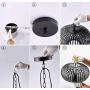 YLONG-ZS Round Pendant Light Hanging Lantern Lighting Fixture for Kitchen and Dining Room, Industrial Retro Iron Chandelier Fixture,E26 Base, Black (Bulbs Not Included)