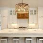 Lingkai Crystal Chandelier Pendant Light Fixture 3-Light Hanging Pendant Ceiling Lamp Caged Metal Drum Shade Black Finish