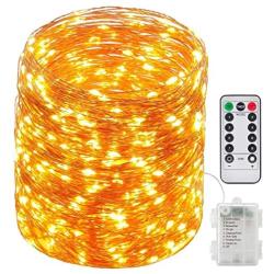 JMOKA Fairy Lights, 66ft 200 Led Outdoor String Lights, Waterproof Battery Operated Copper 8 Lighting Modes, Chirstmas Party Bedroom Garden(Warm White)