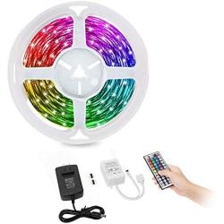 Yutop led Strip Lights ,16.4 ft RGB Color Changing Light ，5050 LED Tape Light with 44 Keys IR Remote Controller and 12V Power Supply for Home,Kitchen,Bedroom ,Party and Holiday Decoration.