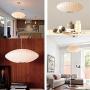 LAKIQ Hanging Ceiling Lights Art Decor Cocoon Fabric Pendant Lamp Lantern Kitchen Island Lighting for Dining Room Living Room Restaurant Bedroom (19.5)