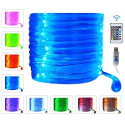 Lumary LED Rope Lights, 33ft Outdoor Rope Lights USB Powered Color Changing Waterproof Rope Lights for Bedroom Garden Christmas Birthday Party