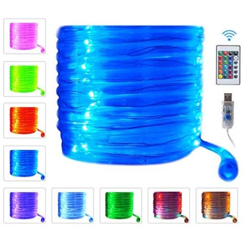 Lumary LED Rope Lights, 33ft Outdoor Rope Lights USB Powered Color Changing Waterproof Rope Lights for Bedroom Garden Christmas Birthday Party