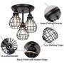 HMVPL Semi Flush Mount Ceiling Light, 3-Lights Industrial Close to Ceiling Light Fixtures, Iron Cage Pendant Light for Kitchen Island Dining Room Hallway Bedroom