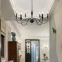 PUMING 6 Lights Black Farmhouse Chandelier,Mid-Century Candle Chandeliers Ceiling Light Fixture Rustic Pendant Lighting for Dining Room Foyer Restaurant