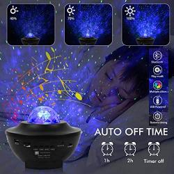 Night Light Projector 3 in 1 Galaxy Projector Star Projector with Bluetooth Speaker, Ocean Wave Bedside Lamp, Adjustable Lightness & Remote Control, Support WiFi Connection Music Player