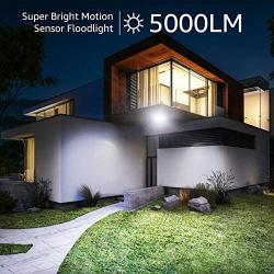 Olafus 50W LED Security Lights Motion Sensor Outdoor, 3 Head Flood Light with Motion Detector, 5000LM, IP65 Waterproof Exterior PIR Floodlights, Outside Motion Lighting for Garage, Yard, 6000K White