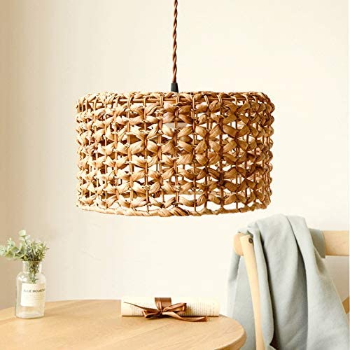 Geometric Rattan Chandelier Light, Retro Solid Wood Decorative Farmhouse Dining Room Light,Simple Modern Country Kitchen Living Room Bedroom Small Island Lights, Flush Mount Ceiling Light, with Wire