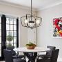VINLUZ Industrial Vintage 3 Light Iron Metal Pendant Ceiling Light Fixtures Matte Black and Gold Kitchen Island Chandelier Hanging for Dining Room Entryway Hallway